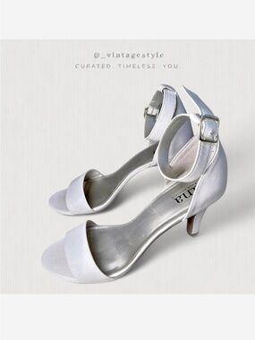 Aniina Silver Satin Open-Toe Ankle-Strap Heels